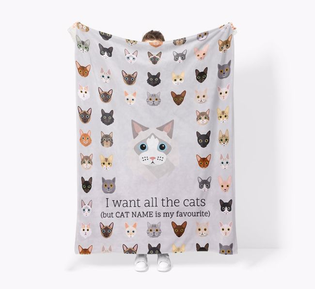 I Want All The Cats: Personalised {breedFullName} Premium Sherpa Fleece Blanket